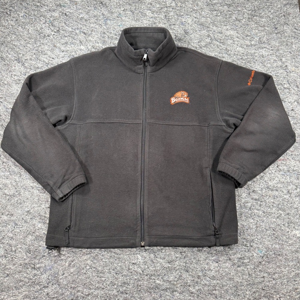Columbia Oregon State Beavers Mens Large Black Full Zip Fleece Jacket XM 6197
